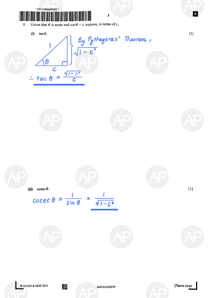 2019 O Level A Math Paper 1 The Annexe Project Page 1