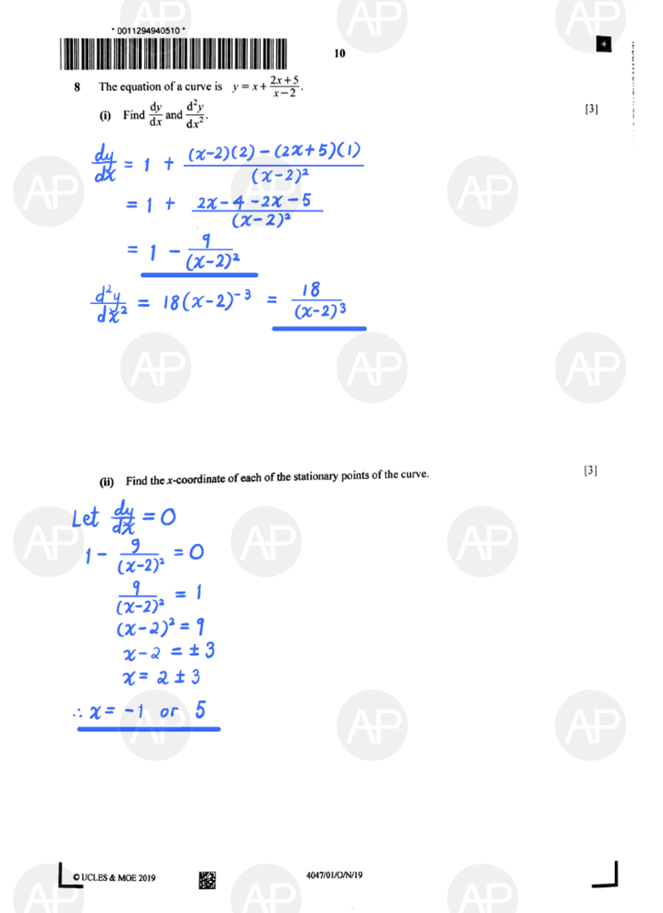 2019 O Level A Math Paper 1 The Annexe Project Page 8